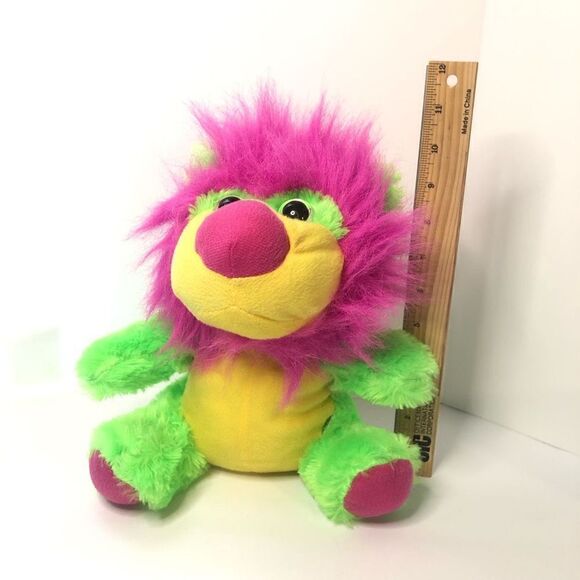Kelly toy lion plush stuffed animal lime green neon pink mane 10 Inch wild - Picture 11 of 11